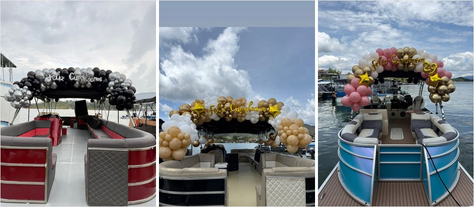Ejemplos de decoración con globos en planchón Guatapé Colombia